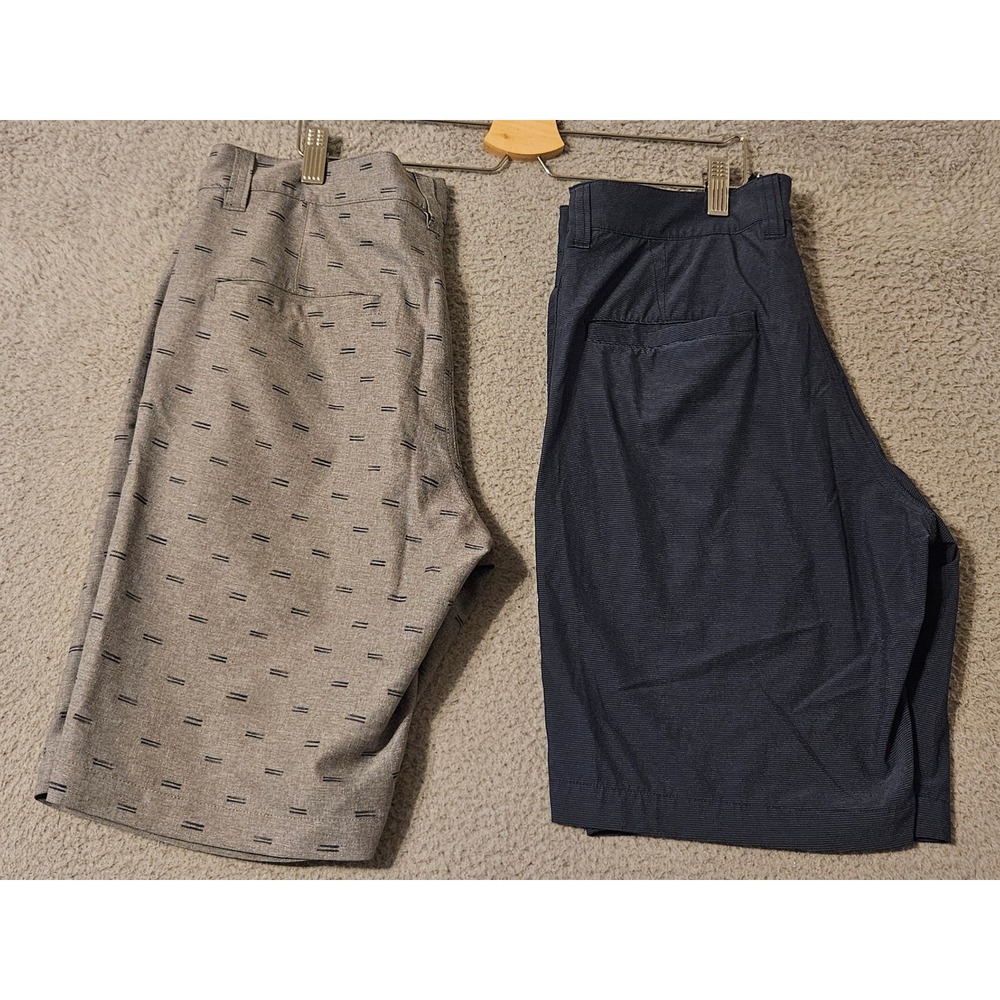 Lot of (2) Travis Mathew Mens Golf Shorts Size 30 Grey Pattern Navy Blue Hybrid